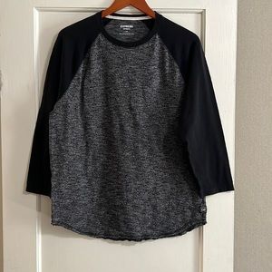 Mens Express Gray and Black baseball t-shirt